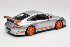 Porsche 911 997.1 GT3 RS Argent avec Jantes Orange Minichamps 1:18 155062120 Métal Moulé — image 2 sur 6
