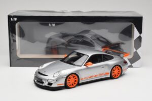 Porsche 911 997.1 GT3 RS Argent avec Jantes Orange Minichamps 1:18 155062120 Métal Moulé — image 6 sur 6