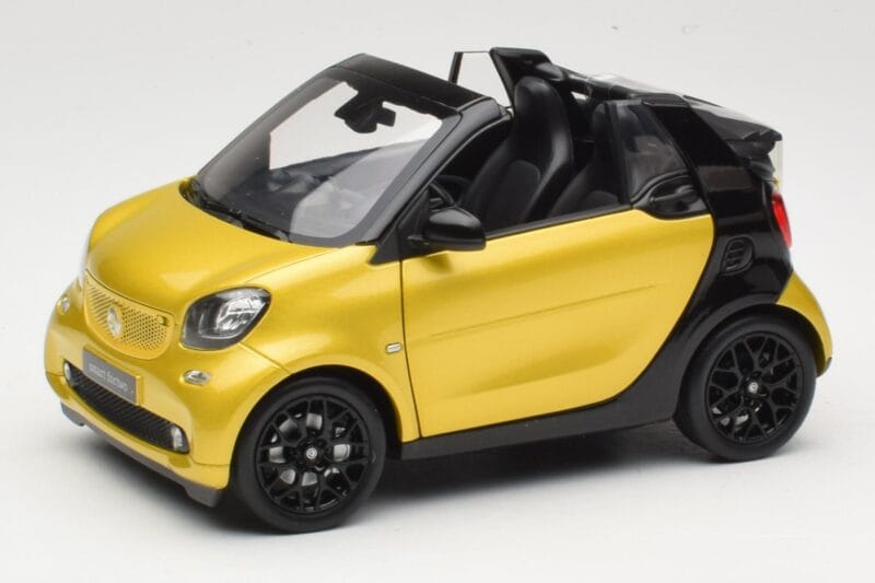 Smart Fortwo 453 Cabriolet Noir Et Jaune Norev 1:18 B66960289 Métal Moulé