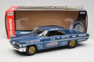 Pontiac Catalina Super Duty Super Stock #655 Bleu 1962 Auto World 1:18 AW201/06 Métal Moulé — image 8 sur 8