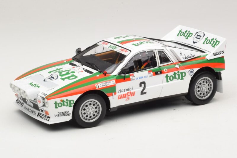 Lancia 037 #2 A. Bettega / M. Perissinot Rally San Marino 1984 Kyosho 1:18 08306F Métal Moulé