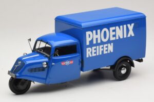 Tempo Hanseat Fourgon Tricycle Phoenix Blue Minichamps 1:18 180099040 Métal Moulé
