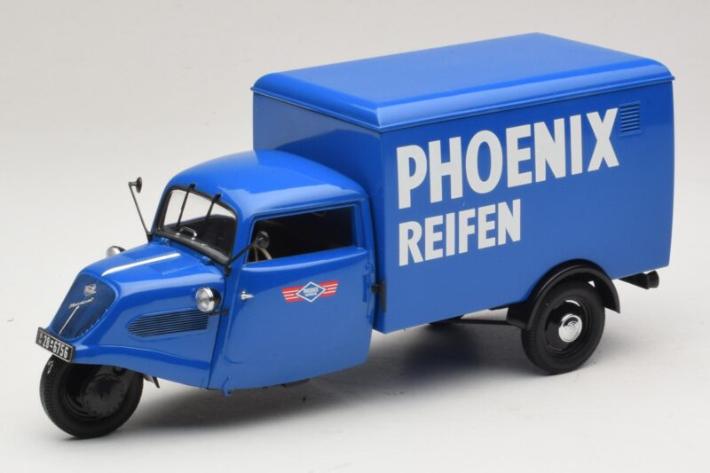 Tempo Hanseat Fourgon Tricycle Phoenix Blue Minichamps 1:18 180099040 Métal Moulé