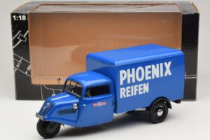 Tempo Hanseat Fourgon Tricycle Phoenix Blue Minichamps 1:18 180099040 Métal Moulé — image 6 sur 6
