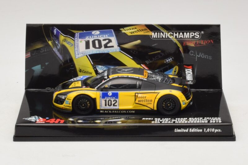 Audi R8 LMS GT3 #102 H-J. Stuck / H. Heyer Black Falcon 24 Hours of Nurburgring 2010 Minichamps 1:43 Audi R8 LMS GT3 #102 H-J. Stuck / H. Heyer Black Falcon 24 Hours of Nurburgring 2010 Minichamps 1:43 437101912 Métal Moulé