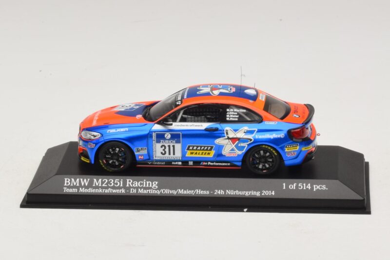 BMW M235i Team Medienkraftwerk #311 Di Martino / Olivo 24 Hours of Nurburgring 2014 Minichamps 1:43 437142411 Métal Moulé