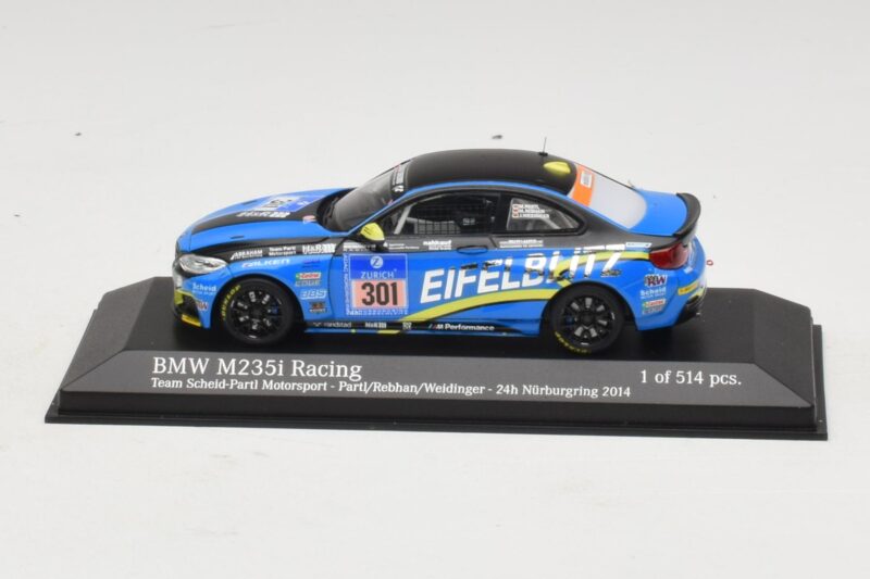 BMW M235i Team Scheid #301 Partl / Rebhan 24 Hours of Nurburgring 2014 Minichamps 1:43 437142401 Métal Moulé