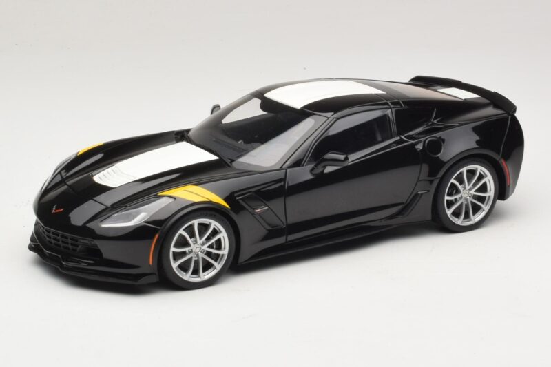Chevrolet Corvette C7 Grand Sport Noir avec Rayures Blanches AUTOart 1:18 71273 Composite