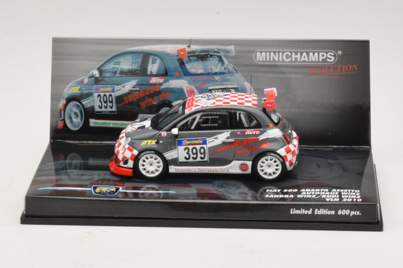 Fiat 500 Abarth Assetto Corse #399 Autohaus Winz VLN 2010 Minichamps 1:43 Fiat 500 Abarth Assetto Corse #399 Autohaus Winz VLN 2010 Minichamps 1:43 437101299 Métal Moulé