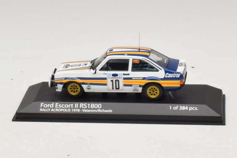 Ford Escort Mk2 RS1800 #10 A. Vatanen / D. Richards Rally Acropolis 1978 Minichamps 1:43 400808410 Métal Moulé