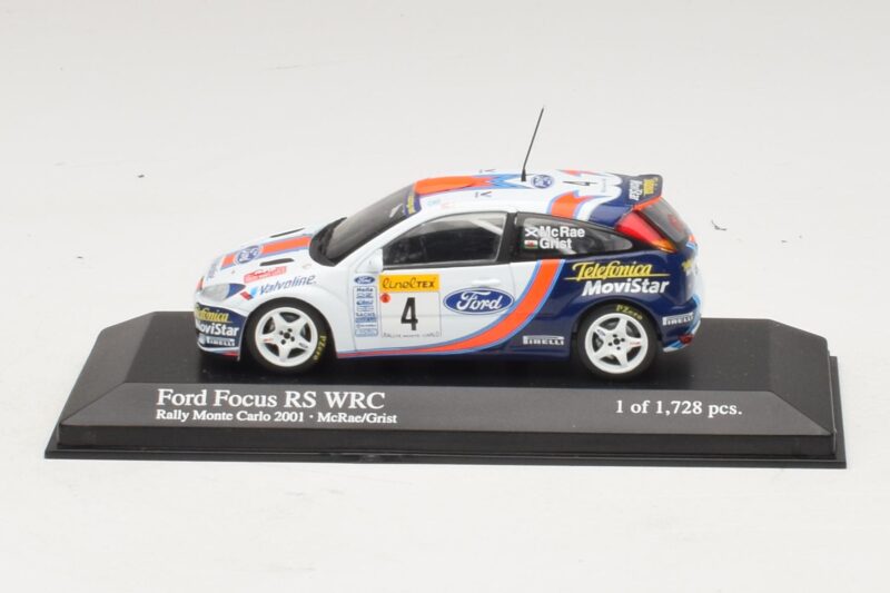 Ford Focus RS WRC #4 C. McRae / N. Grist Rally Monte Carlo 2001 Minichamps 1:43 430018904 Métal Moulé