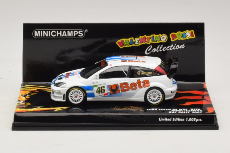 Ford Focus RS WRC #46 V. Rossi / C. Cassina RAC Rally 2007 Boîte Endommagée Minichamps 1:43 400078446-O1 Métal Moulé