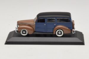 Ford V8 De Luxe Woody Station Wagon Marron Bleu Minichamps 1:43 400082112 Métal Moulé