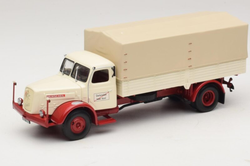 Henschel HS 140 Camion Plateau Blanc Rouge Minichamps 1:43 439171020 Métal Moulé