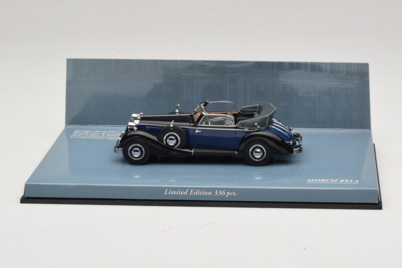 Horch 853 A Sport Cabriolet Noir Bleu Minichamps 1:43 436012036 Métal Moulé