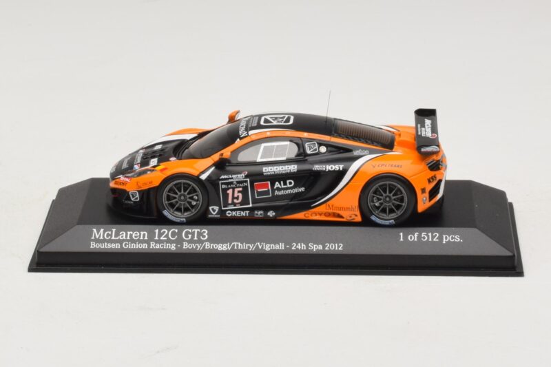 McLaren MP4-12C GT3 #15 Boutsen Racing Bovy / Broggi 24 Hours of Spa 2012 Minichamps 1:43 437121315 Métal Moulé