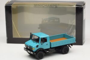 Mercedes Unimog 1300 L Camion Plateau Bleu Minichamps 1:43 439033020 Métal Moulé — image 6 sur 6