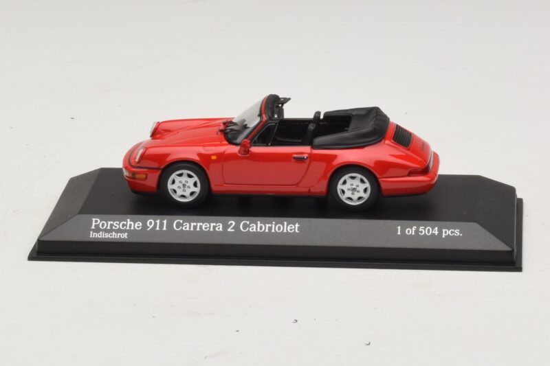 Porsche 911 964 Carrera 2 Cabriolet Rouge Minichamps 1:43 430067330 Métal Moulé