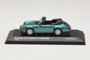 Porsche 911 964 Carrera 2 Cabriolet Turquoise Minichamps 1:43 430067332 Métal Moulé