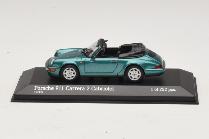 Porsche 911 964 Carrera 2 Cabriolet Turquoise Minichamps 1:43 430067332 Métal Moulé