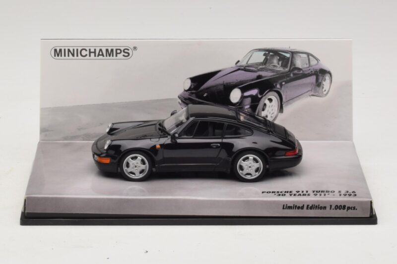Porsche 911 964 Turbo S 3.6 30e Anniversaire Noir Minichamps 1:43 436069171 Métal Moulé