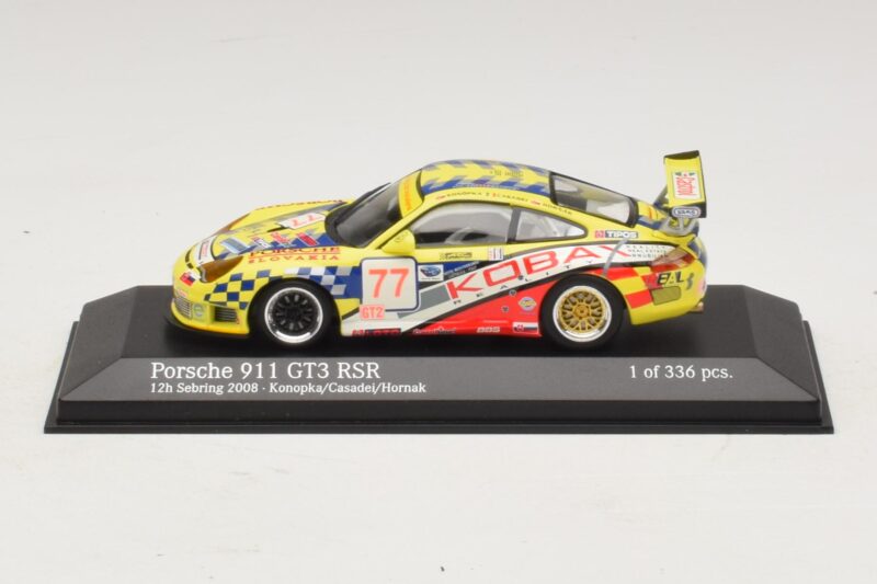 Porsche 911 997 GT3 RS #77 Konopka / Casadei 12 Hours of Sebring 2008 Minichamps 1:43 Porsche 911 997 GT3 RS #77 Konopka / Casadei 12 Hours of Sebring 2008 Minichamps 1:43 400086977 Métal Moulé