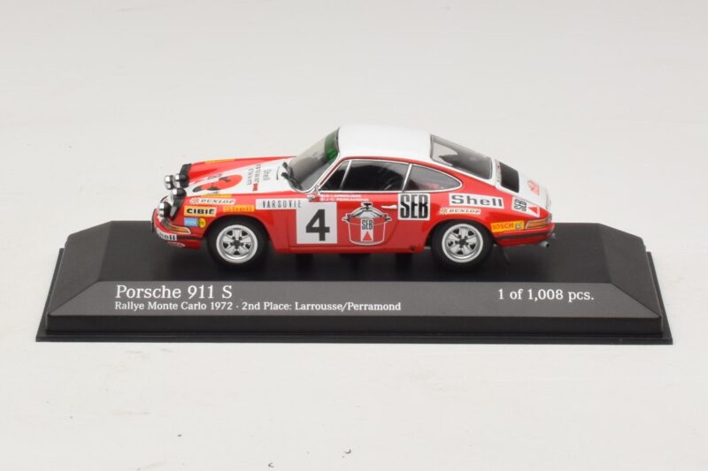 Porsche 911 S #4 G. Larrousse / J-C. Perramond 2nd Place Rally Monte Carlo 1972 Minichamps 1:43 400726804 Métal Moulé