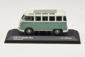 Volkswagen T1 Samba Bus Bleu Turquoise Blanc Minichamps 1:43 430052306 Métal Moulé