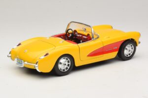 Chevrolet Corvette C1 Cabriolet Jaune Rouge Bburago 1:18 3034-M2 Métal Moulé — image 3 sur 8