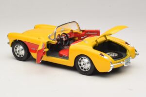 Chevrolet Corvette C1 Cabriolet Jaune Rouge Bburago 1:18 3034-M2 Métal Moulé — image 5 sur 8