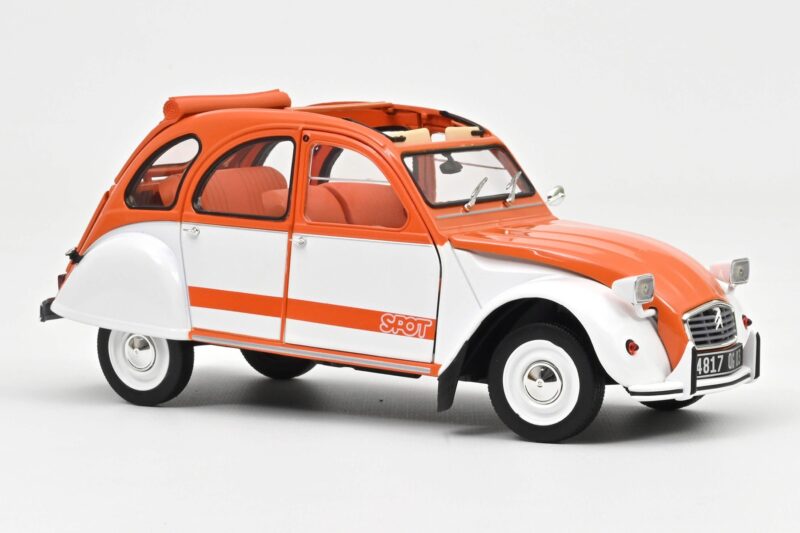 Citroen 2CV Spot Orange & Blanc Norev 1:18 181473 Métal Moulé