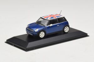 Mini Cooper S R53 Bleu Avec Drapeau Britannique Minichamps 1:43 MINI026 Métal Moulé — image 2 sur 4