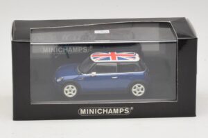 Mini Cooper S R53 Bleu Avec Drapeau Britannique Minichamps 1:43 MINI026 Métal Moulé — image 4 sur 4