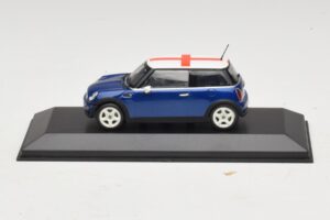 Mini Cooper S R53 Bleu Avec Drapeau Anglais Minichamps 1:43 MINI012 Métal Moulé