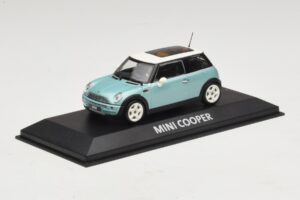 Mini Cooper S R53 Bleu Clair Métallisé Avec Toit Panoramique Minichamps 1:43 MINI018 Métal Moulé — image 2 sur 4