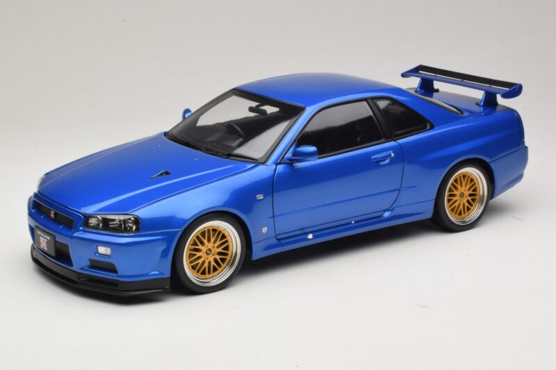 Nissan Skyline GT-R R34 V-Spec II Bleu Métallisé BBS Jantes KK-Scale 1:12 KKDC120211-2 Métal Moulé