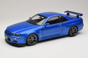 Nissan Skyline GT-R R34 V-Spec II Bleu Métallisé OEM Jantes KK-Scale 1:12 KKDC120211-1 Métal Moulé