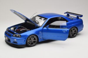 Nissan Skyline GT-R R34 V-Spec II Bleu Métallisé OEM Jantes KK-Scale 1:12 KKDC120211-1 Métal Moulé — image 2 sur 8