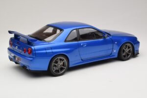 Nissan Skyline GT-R R34 V-Spec II Bleu Métallisé OEM Jantes KK-Scale 1:12 KKDC120211-1 Métal Moulé — image 3 sur 8