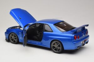 Nissan Skyline GT-R R34 V-Spec II Bleu Métallisé OEM Jantes KK-Scale 1:12 KKDC120211-1 Métal Moulé — image 5 sur 8