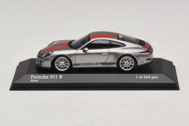 Porsche 911 991.1 R Argent Avec Bandes Orange Minichamps 1:43 410066222 Métal Moulé
