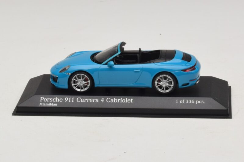 Porsche 911 991.2 Carrera 4 Cabriolet Bleu Minichamps 1:43 410067232 Métal Moulé