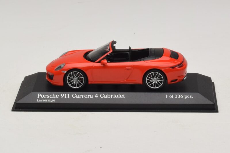 Porsche 911 991.2 Carrera 4 Cabriolet Orange Minichamps 1:43 410067231 Métal Moulé