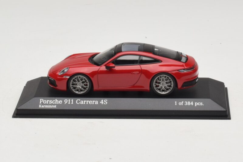 Porsche 911 992 Carrera 4S Rouge Minichamps 1:43 410069321 Métal Moulé